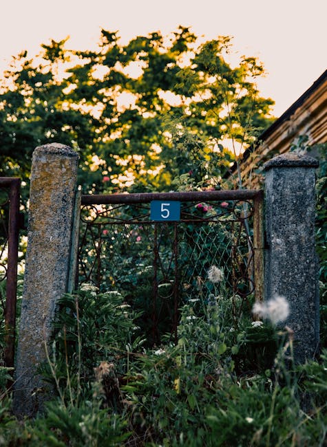 Garden gate with number 5